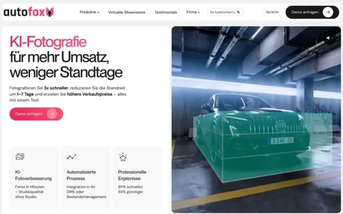 Webdesign-Referenz: autofox.ai — Hero mit Navigation