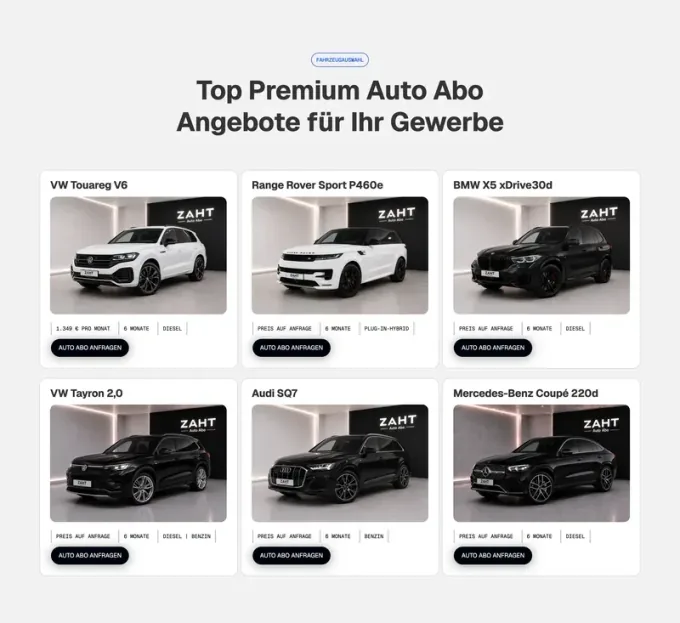 Webdesign-Referenz: zaht-mobility.de — Premium-Auto-Abo-Angebote mit Fahrzeug-Karten